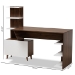 Baxton Studio Tobias Mid-Century Modern Two-Tone White and Walnut Brown Finished Wood Storage Computer Desk with Shelves - BSOSESD8012WI-Columbia/White-Desk