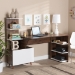 Baxton Studio Tobias Mid-Century Modern Two-Tone White and Walnut Brown Finished Wood Storage Computer Desk with Shelves - BSOSESD8012WI-Columbia/White-Desk