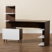 Baxton Studio Tobias Mid-Century Modern Two-Tone White and Walnut Brown Finished Wood Storage Computer Desk with Shelves - BSOSESD8012WI-Columbia/White-Desk