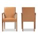 Baxton Studio Andrea Mid-Century Modern Tan Faux Leather Upholstered and Walnut Brown Finished Wood 2-Piece Armchair Set - BSOBBT5267-Tan/Walnut-Chair