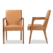 Baxton Studio Andrea Mid-Century Modern Tan Faux Leather Upholstered and Walnut Brown Finished Wood 2-Piece Armchair Set - BSOBBT5267-Tan/Walnut-Chair