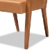 Baxton Studio Andrea Mid-Century Modern Tan Faux Leather Upholstered and Walnut Brown Finished Wood 2-Piece Armchair Set - BSOBBT5267-Tan/Walnut-Chair