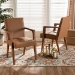 Baxton Studio Andrea Mid-Century Modern Tan Faux Leather Upholstered and Walnut Brown Finished Wood 2-Piece Armchair Set - BSOBBT5267-Tan/Walnut-Chair