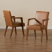 Baxton Studio Andrea Mid-Century Modern Tan Faux Leather Upholstered and Walnut Brown Finished Wood 2-Piece Armchair Set - BSOBBT5267-Tan/Walnut-Chair