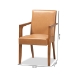 Baxton Studio Andrea Mid-Century Modern Tan Faux Leather Upholstered and Walnut Brown Finished Wood 2-Piece Armchair Set - BSOBBT5267-Tan/Walnut-Chair