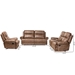 Baxton Studio Buckley Modern and Contemporary Light Brown Faux Leather Upholstered 3-Piece Reclining Living Room Set - BSO7075I-Light Brown-3PC Living Room Set