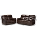 Baxton Studio Byron Modern and Contemporary Dark Brown Faux Leather Upholstered 2-Piece Reclining Living Room Set - BSORR7460-Dark Brown-2PC Living Room Set