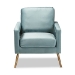 Baxton Studio Leland Glam and Luxe Light Blue Velvet Fabric Upholstered and Gold Finished Armchair - BSOTSF-6729-Light Blue/Gold-CC