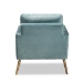 Baxton Studio Leland Glam and Luxe Light Blue Velvet Fabric Upholstered and Gold Finished Armchair - BSOTSF-6729-Light Blue/Gold-CC