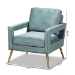 Baxton Studio Leland Glam and Luxe Light Blue Velvet Fabric Upholstered and Gold Finished Armchair - BSOTSF-6729-Light Blue/Gold-CC