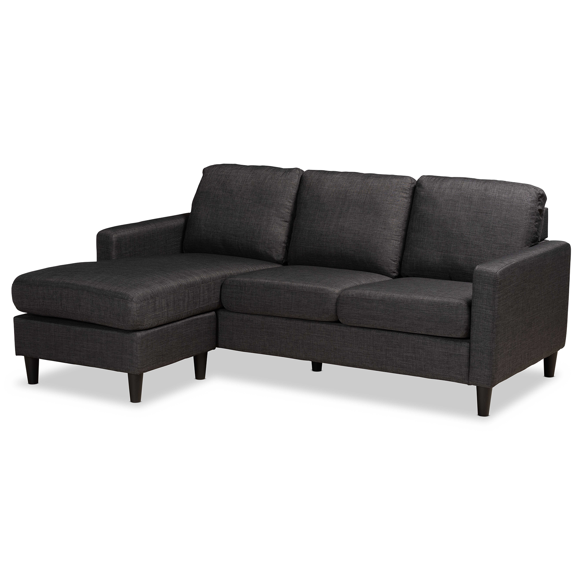 Baxton Studio Miles Modern and Contemporary Charcoal Fabric Upholstered Sectional Sofa with Left Facing Chaise