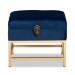 Baxton Studio Aliana Glam and Luxe Navy Blue Velvet Fabric Upholstered and Gold Finished Metal Small Storage Ottoman - BSOJY19B-051S-Navy Blue Velvet/Gold-Otto