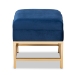 Baxton Studio Aliana Glam and Luxe Navy Blue Velvet Fabric Upholstered and Gold Finished Metal Small Storage Ottoman - BSOJY19B-051S-Navy Blue Velvet/Gold-Otto