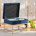 Baxton Studio Aliana Glam and Luxe Navy Blue Velvet Fabric Upholstered and Gold Finished Metal Small Storage Ottoman - BSOJY19B-051S-Navy Blue Velvet/Gold-Otto