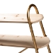Baxton Studio Merida Glam and Luxe Brushed Gold Finished Metal and Natural Brown Finished Wood 2-Tier Over Bed Queen Size Storage Display Shelf - BSOJY-0004-Natural/Gold-Queen Shelf
