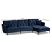 Baxton Studio Galena Contemporary Glam and Luxe Navy Blue Velvet Fabric Upholstered and Black Metal Sectional Sofa with Right Facing Chaise - BSORDS-S0019L-Navy Blue Velvet/Black-RFC