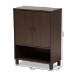 Baxton Studio Rossin Modern and Contemporary Dark Brown Finished Wood 2-Door Entryway Shoe Storage Cabinet with Bottom Shelf - BSOATSC1613-Modi Wenge-Shoe Cabinet