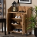 Baxton Studio Rossin Modern and Contemporary Oak Brown Finished Wood 2-Door Entryway Shoe Storage Cabinet with Top Shelf - BSOATSC1614-Wotan Oak-Shoe Cabinet