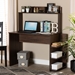 Baxton Studio Garnet Modern and Contemporary Walnut Brown Finished Wood Desk with Shelves - BSOSESD8015WI-Columbia-Desk