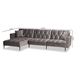 Baxton Studio Galena Contemporary Glam and Luxe Grey Velvet Fabric Upholstered and Black Finished Metal Sleeper Sectional Sofa with Left Facing Chaise - BSORDS-S0019L-Grey Velvet/Black-LFC