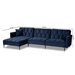 Baxton Studio Galena Contemporary Glam and Luxe Navy Blue Velvet Fabric Upholstered and Black Metal Sectional Sofa with Left Facing Chaise - BSORDS-S0019L-Navy Blue Velvet/Black-LFC