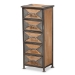 Baxton Studio Laurel Rustic Industrial Antique Grey Finished Metal and Whitewashed Oak Brown Finished Wood 5-Drawer Accent Storage Cabinet