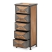 Baxton Studio Laurel Rustic Industrial Antique Grey Finished Metal and Whitewashed Oak Brown Finished Wood 5-Drawer Accent Storage Cabinet - BSOAM19134-Oak/Grey-5DW-Cabinet