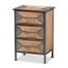 Baxton Studio Laurel Rustic Industrial Antique Grey Finished Metal and Whitewashed Oak Brown Finished Wood 3-Drawer End Table
