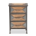 Baxton Studio Laurel Rustic Industrial Antique Grey Finished Metal and Whitewashed Oak Brown Finished Wood 3-Drawer End Table - BSOAM19135-Oak/Grey-ET