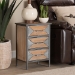 Baxton Studio Laurel Rustic Industrial Antique Grey Finished Metal and Whitewashed Oak Brown Finished Wood 3-Drawer End Table - BSOAM19135-Oak/Grey-ET