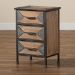 Baxton Studio Laurel Rustic Industrial Antique Grey Finished Metal and Whitewashed Oak Brown Finished Wood 3-Drawer End Table - BSOAM19135-Oak/Grey-ET