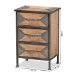 Baxton Studio Laurel Rustic Industrial Antique Grey Finished Metal and Whitewashed Oak Brown Finished Wood 3-Drawer End Table - BSOAM19135-Oak/Grey-ET