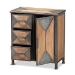 Baxton Studio Laurel Rustic Industrial Antique Grey Finished Metal and Whitewashed Oak Brown Finished Wood 3-Drawer Accent Storage Cabinet - BSOAM19136-Oak/Grey-Cabinet