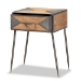 Baxton Studio Laurel Rustic Industrial Antique Grey Finished Metal and Whitewashed Oak Brown Finished Wood 1-Drawer End Table - BSOAM19137-Oak/Grey-ET