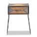 Baxton Studio Laurel Rustic Industrial Antique Grey Finished Metal and Whitewashed Oak Brown Finished Wood 1-Drawer End Table - BSOAM19137-Oak/Grey-ET