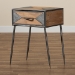 Baxton Studio Laurel Rustic Industrial Antique Grey Finished Metal and Whitewashed Oak Brown Finished Wood 1-Drawer End Table - BSOAM19137-Oak/Grey-ET