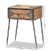 Baxton Studio Laurel Rustic Industrial Antique Grey Finished Metal and Whitewashed Oak Brown Finished Wood 1-Drawer End Table - BSOAM19137-Oak/Grey-ET