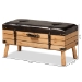 Baxton Studio Amena Rustic Transitional Dark Brown PU Leather Upholstered and Oak Finished Wood Large Storage Ottoman - BSODE03A-5282-Brown-Otto-Large