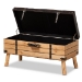 Baxton Studio Amena Rustic Transitional Dark Brown PU Leather Upholstered and Oak Finished Wood Large Storage Ottoman - BSODE03A-5282-Brown-Otto-Large
