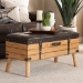 Baxton Studio Amena Rustic Transitional Dark Brown PU Leather Upholstered and Oak Finished Wood Large Storage Ottoman - BSODE03A-5282-Brown-Otto-Large