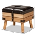 Baxton Studio Amena Rustic Transitional Dark Brown PU Leather Upholstered and Oak Finished Wood Small Storage Ottoman - BSODE03A-5282-Brown-Otto-Small