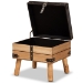 Baxton Studio Amena Rustic Transitional Dark Brown PU Leather Upholstered and Oak Finished Wood Small Storage Ottoman - BSODE03A-5282-Brown-Otto-Small
