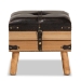Baxton Studio Amena Rustic Transitional Dark Brown PU Leather Upholstered and Oak Finished Wood Small Storage Ottoman - BSODE03A-5282-Brown-Otto-Small