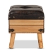 Baxton Studio Amena Rustic Transitional Dark Brown PU Leather Upholstered and Oak Finished Wood Small Storage Ottoman - BSODE03A-5282-Brown-Otto-Small