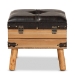 Baxton Studio Amena Rustic Transitional Dark Brown PU Leather Upholstered and Oak Finished Wood Small Storage Ottoman - BSODE03A-5282-Brown-Otto-Small
