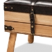 Baxton Studio Amena Rustic Transitional Dark Brown PU Leather Upholstered and Oak Finished Wood Small Storage Ottoman - BSODE03A-5282-Brown-Otto-Small