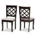Baxton Studio Verner Modern and Contemporary Grey Fabric Upholstered and Dark Brown Finished Wood 2-Piece Dining Chair Set