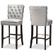 Baxton Studio Daphne Modern and Contemporary Dark Grey Velvet Fabric Upholstered and Dark Brown Finished Wood 2-Piece Bar Stool Set