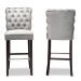 Baxton Studio Daphne Modern and Contemporary Dark Grey Velvet Fabric Upholstered and Dark Brown Finished Wood 2-Piece Bar Stool Set - BSOBBT5409B-Dark Grey/Wenge-BS