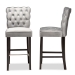Baxton Studio Daphne Modern and Contemporary Dark Grey Velvet Fabric Upholstered and Dark Brown Finished Wood 2-Piece Bar Stool Set - BSOBBT5409B-Dark Grey/Wenge-BS